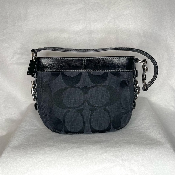Coach Zoe Signature Top Handle Purse - Black Canvas/Leather, Blue Interior 🩵 - Picture 6 of 11